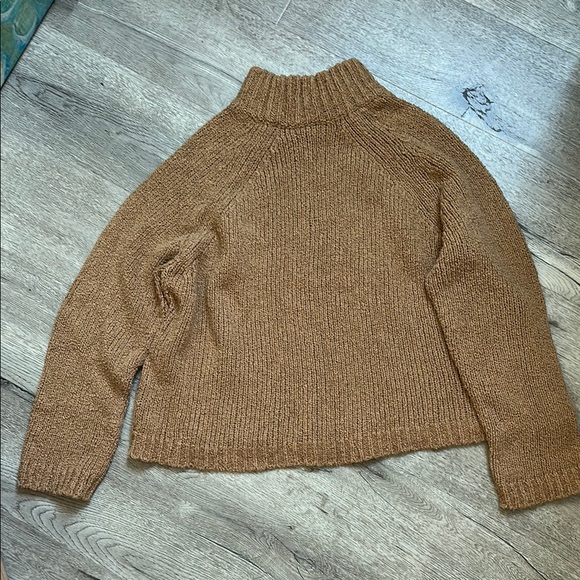 Eileen Fisher Organic Cotton Cozy Brown Boucle Cropped Sweater Honey - Picture 7 of 8